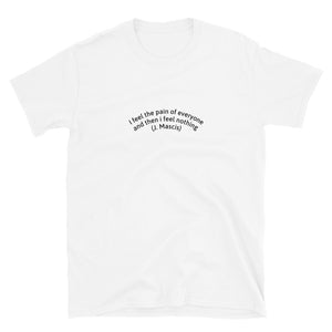 Curved Quote series: J MASCIS of DINOSAUR JR "I feel the pain of everyone and then I feel nothing" Short-Sleeve Unisex T-ShirtShort-Sleeve Unisex T-Shirt