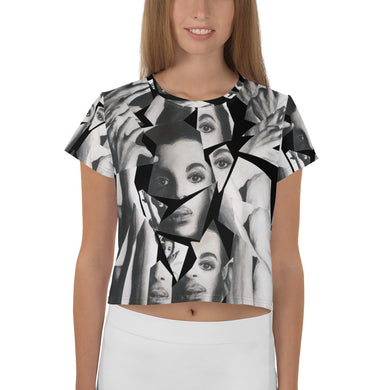 Prince Collage All-Over Black Print Crop Tee