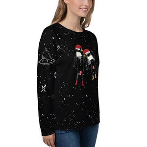 Intergalactic Cosmic Naughty Christmas Couple All Over Print Unisex Sweatshirt