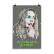Load image into Gallery viewer, Billie Eillish &quot;You should see me as a clown&quot; charcoal pencil and digital drawing Poster