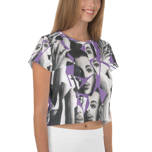 Prince Collage All-Over Print Purple Crop Tee
