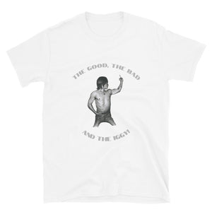 IGGY POP "The Good, The Bad and The IGGY!" Short-Sleeve Unisex T-Shirt (Grey font version)
