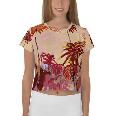 Palm Trees All-Over Print Crop Tee