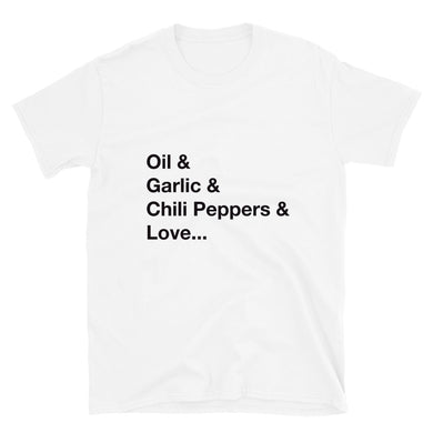 Aglio & Olio Ingredients  Short-Sleeve Unisex T-Shirt