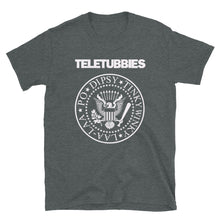 Load image into Gallery viewer, TELETUBBIES Ramones Parody inspired T-shirt Short-Sleeve Unisex T-Shirt (White font)