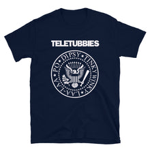 Load image into Gallery viewer, TELETUBBIES Ramones Parody inspired T-shirt Short-Sleeve Unisex T-Shirt (White font)