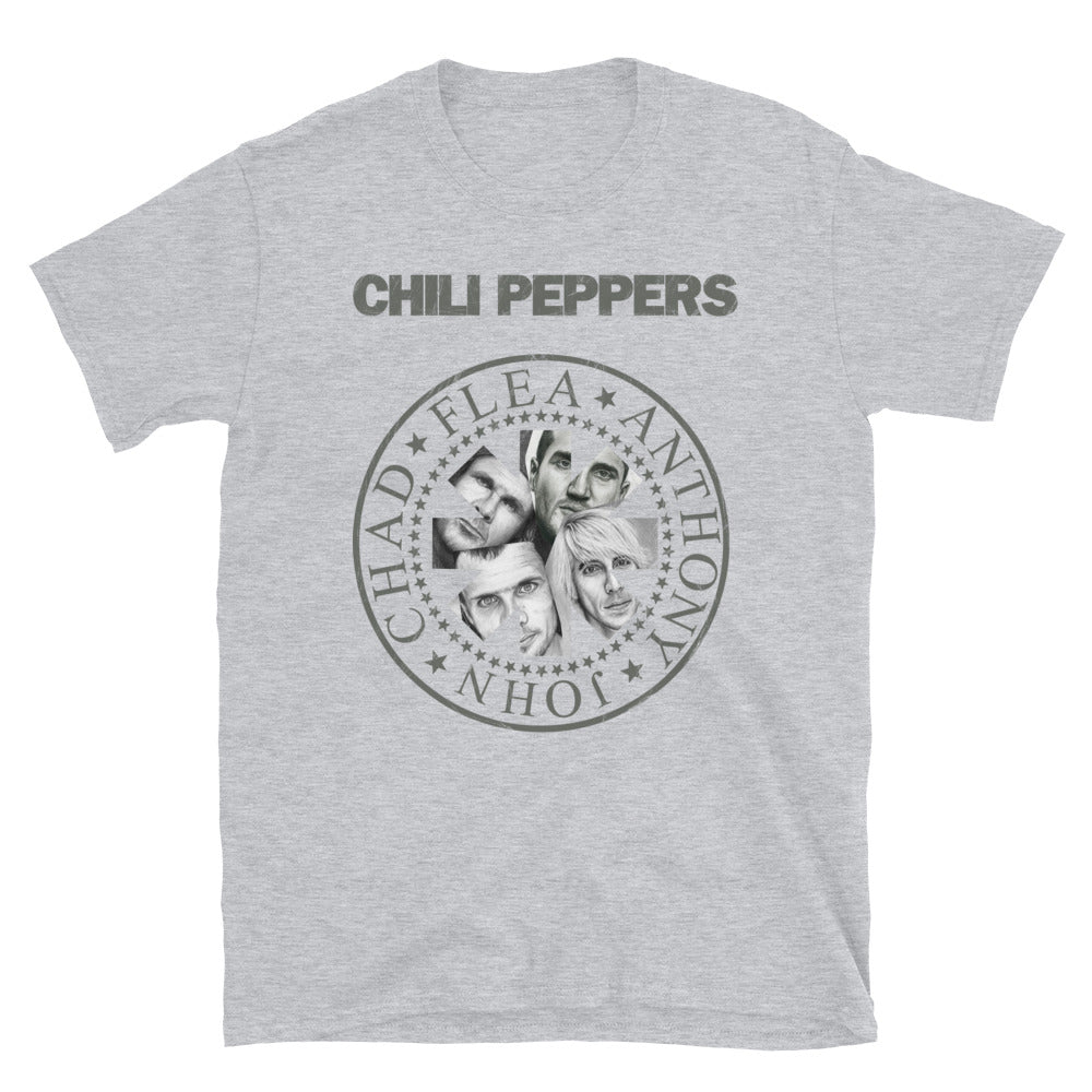 RHCP Ramones Parody Red Hot Chili Peppers  Star Scratched Font Short-Sleeve Unisex T-Shirt